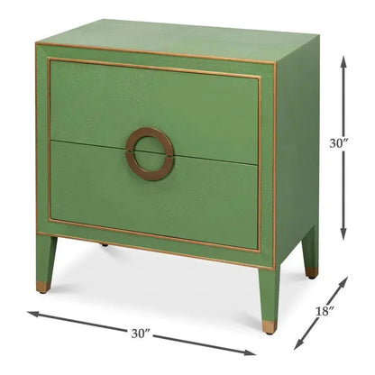 Sarreid Gabriella Embossed Shagreen Green Night Stand