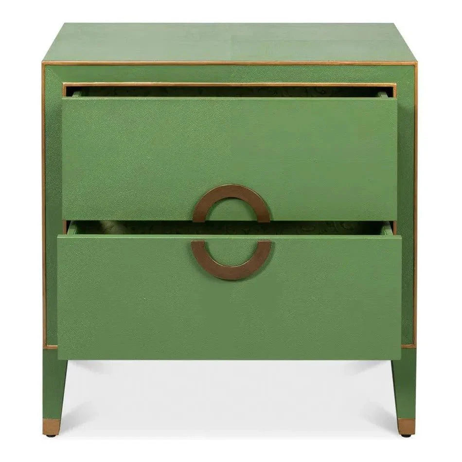 Sarreid Gabriella Embossed Shagreen Green Night Stand