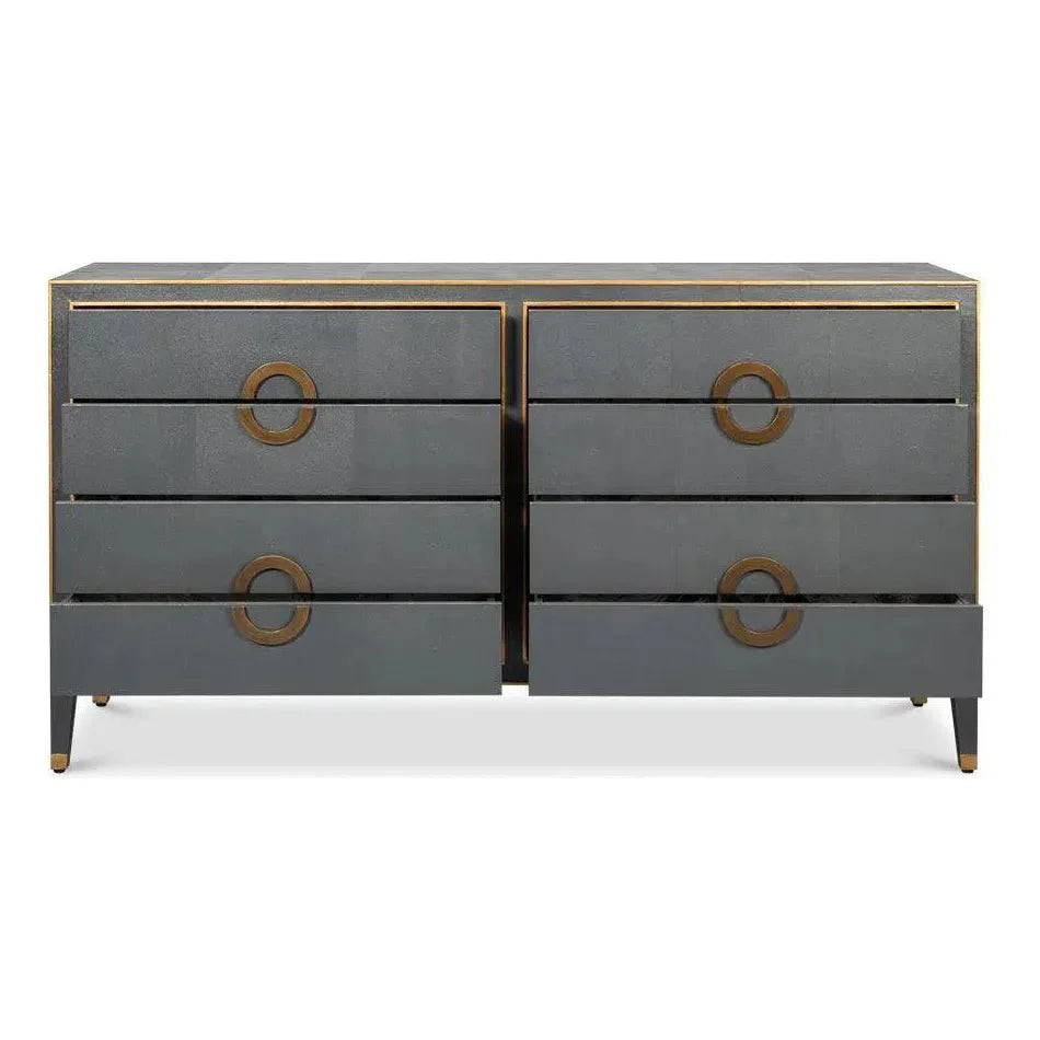 Gabriella Embossed Shagreen Grey Chest Of Drawers - LOOMLAN - Sarreid - Chests