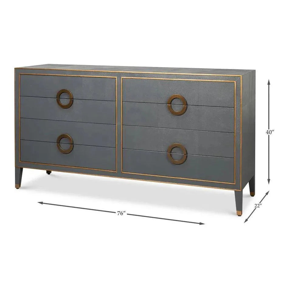 Gabriella Embossed Shagreen Grey Chest Of Drawers - LOOMLAN - Sarreid - Chests