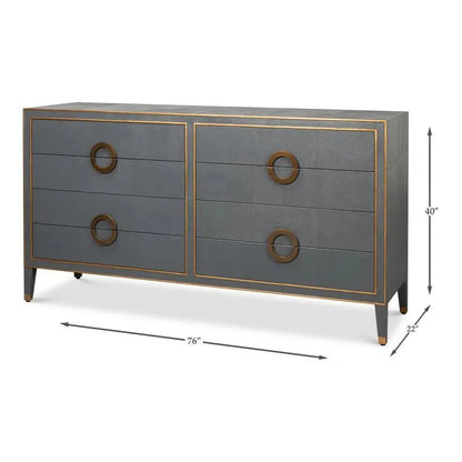 Gabriella Embossed Shagreen Grey Chest Of Drawers - LOOMLAN - Sarreid - Chests
