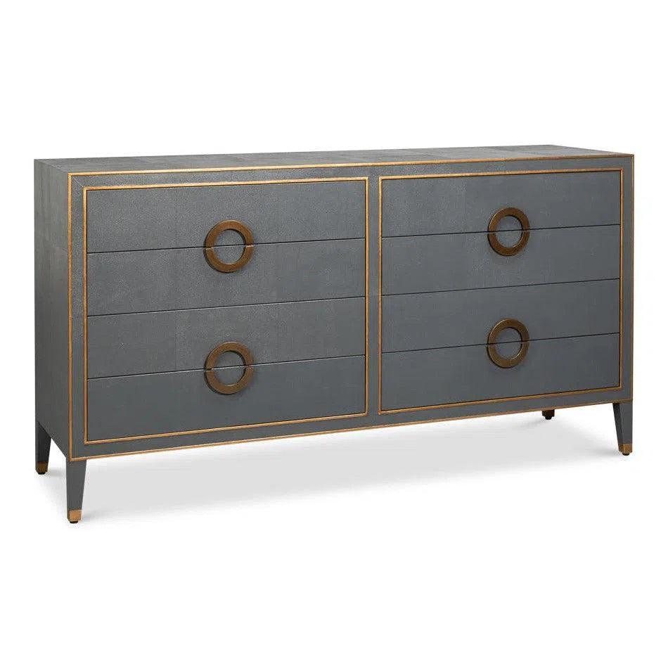 Gabriella Embossed Shagreen Grey Chest Of Drawers - LOOMLAN - Sarreid - Chests