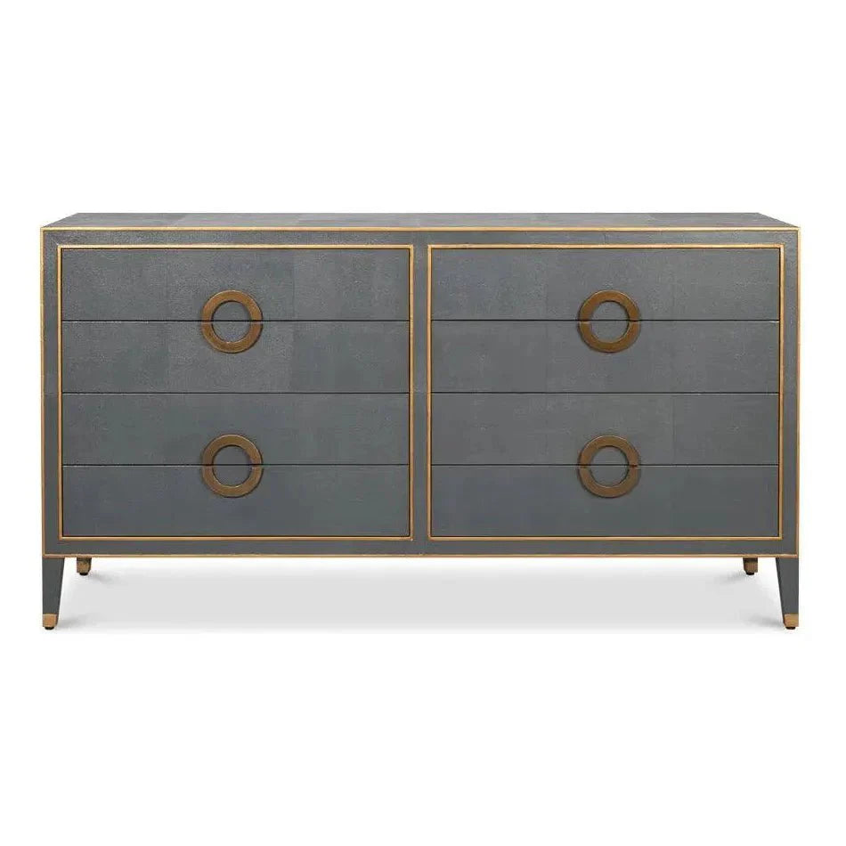Gabriella Embossed Shagreen Grey Chest Of Drawers - LOOMLAN - Sarreid - Chests