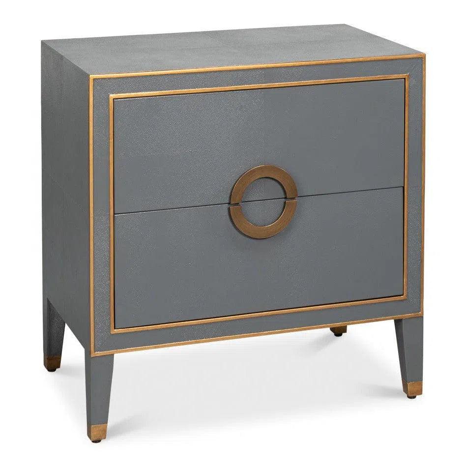 Sarreid Gabriella Embossed Shagreen Grey Night Stand