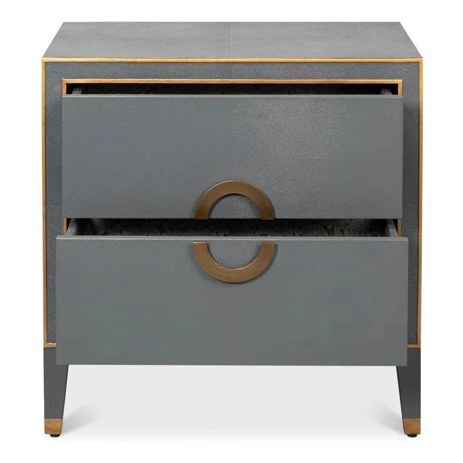 Sarreid Gabriella Embossed Shagreen Grey Night Stand