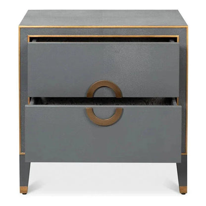 Sarreid Gabriella Embossed Shagreen Grey Night Stand