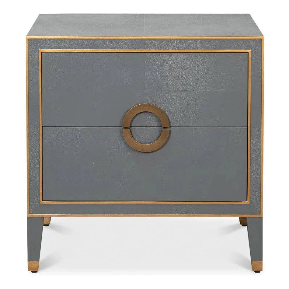 Sarreid Gabriella Embossed Shagreen Grey Night Stand