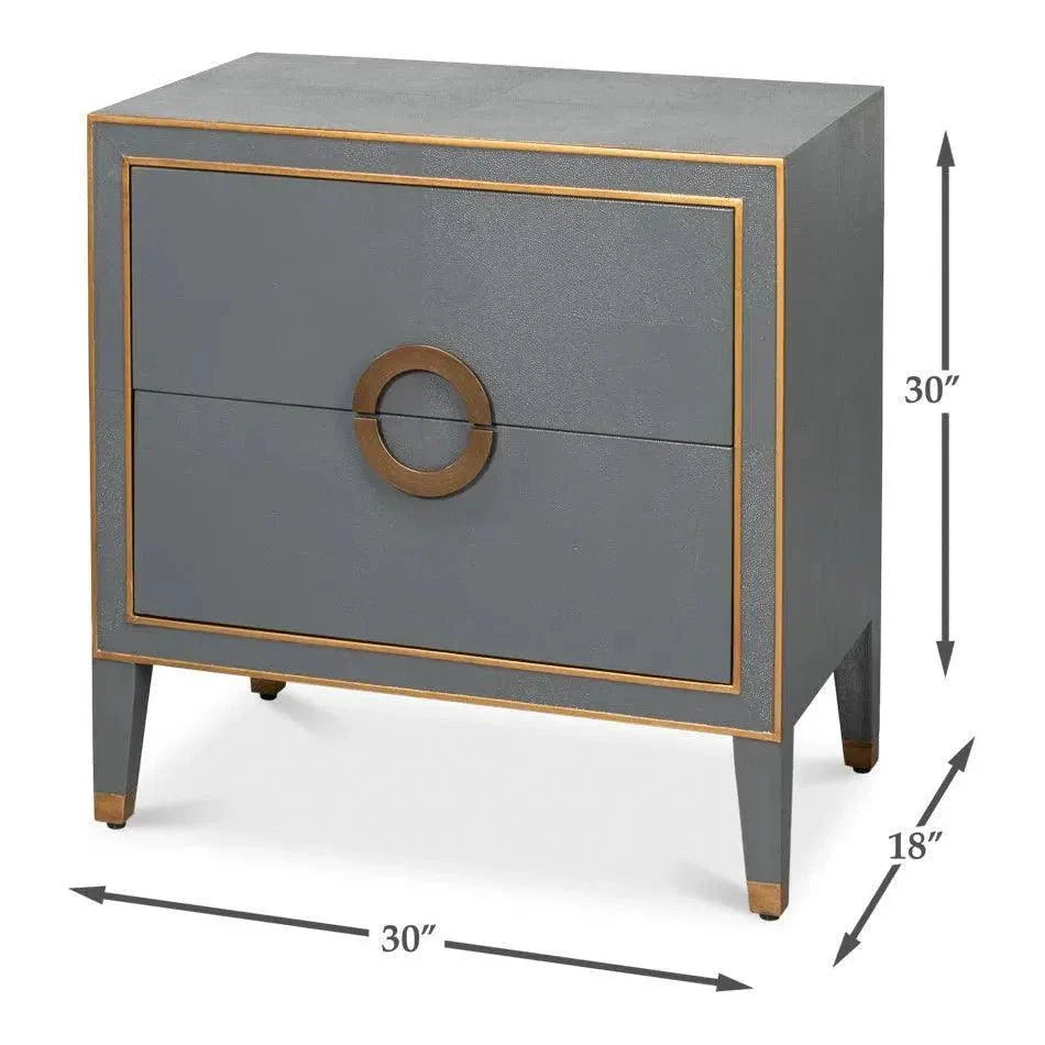 Sarreid Gabriella Embossed Shagreen Grey Night Stand