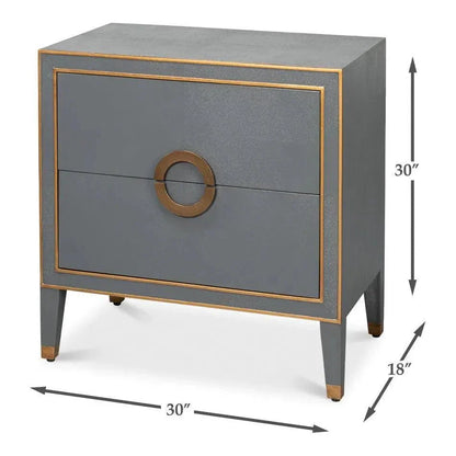 Sarreid Gabriella Embossed Shagreen Grey Night Stand
