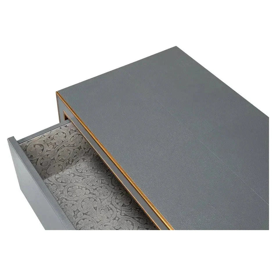 Sarreid Gabriella Embossed Shagreen Grey Night Stand