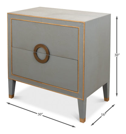 Gabriella Grey Shagreen Leather Nightstand - LOOMLAN - Sarreid - Nightstands