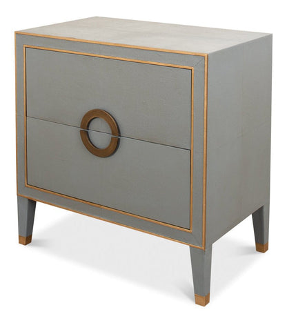 Gabriella Grey Shagreen Leather Nightstand - LOOMLAN - Sarreid - Nightstands