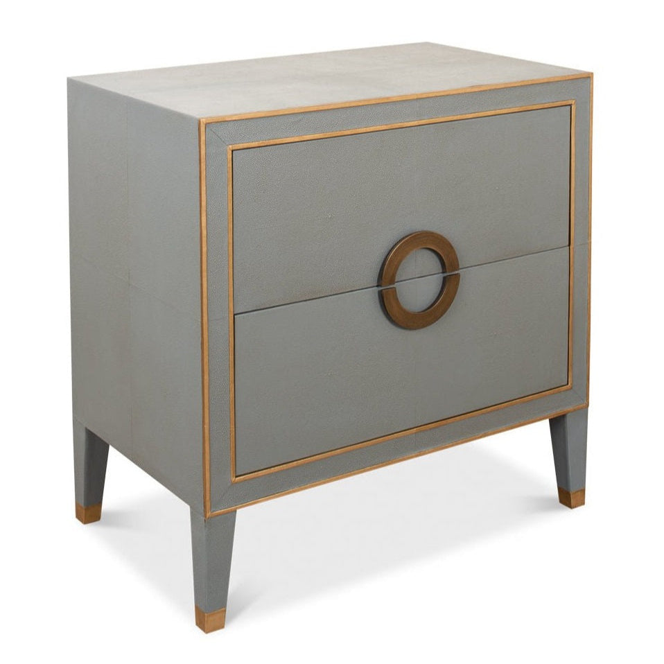 Gabriella Grey Shagreen Leather Nightstand