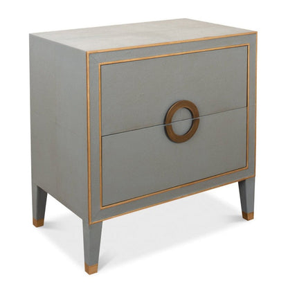 Gabriella Grey Shagreen Leather Nightstand