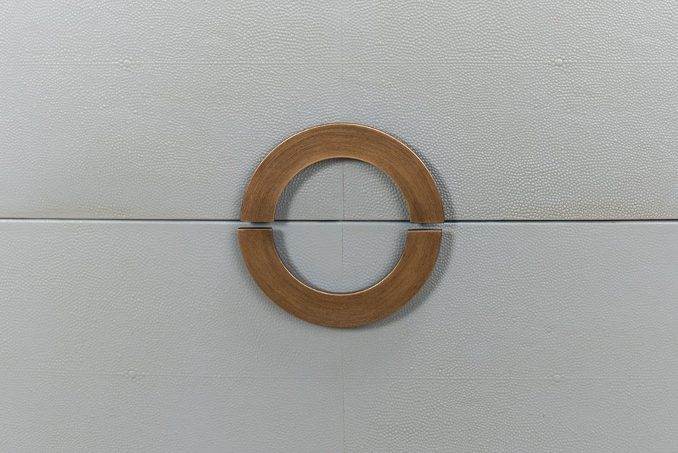 Gabriella Grey Shagreen Leather Nightstand - LOOMLAN - Sarreid - Nightstands