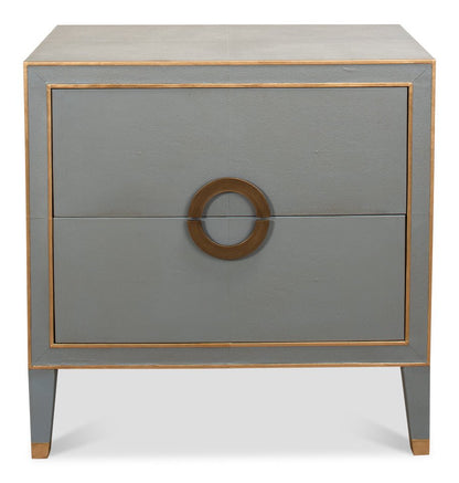 Gabriella Grey Shagreen Leather Nightstand - LOOMLAN - Sarreid - Nightstands