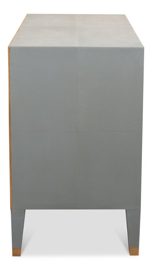 Gabriella Grey Shagreen Leather Nightstand - LOOMLAN - Sarreid - Nightstands