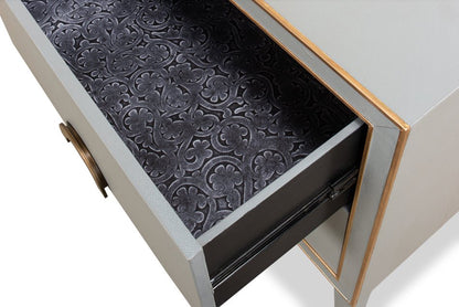 Gabriella Grey Shagreen Leather Nightstand - LOOMLAN - Sarreid - Nightstands