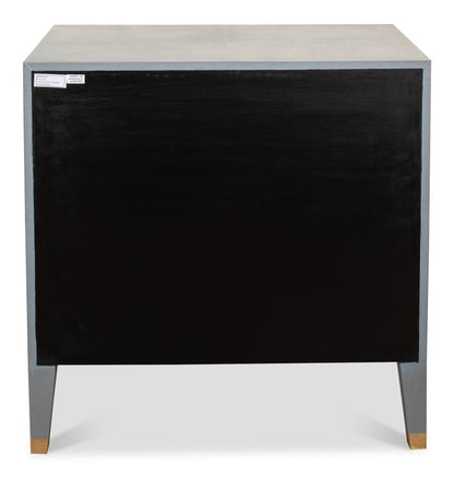 Gabriella Grey Shagreen Leather Nightstand - LOOMLAN - Sarreid - Nightstands
