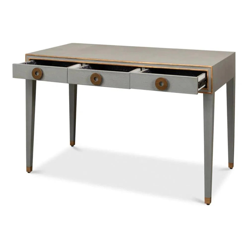 Gabriella Shagreen Desk Table Storm Grey - LOOMLAN - Sarreid - Home Office Desks