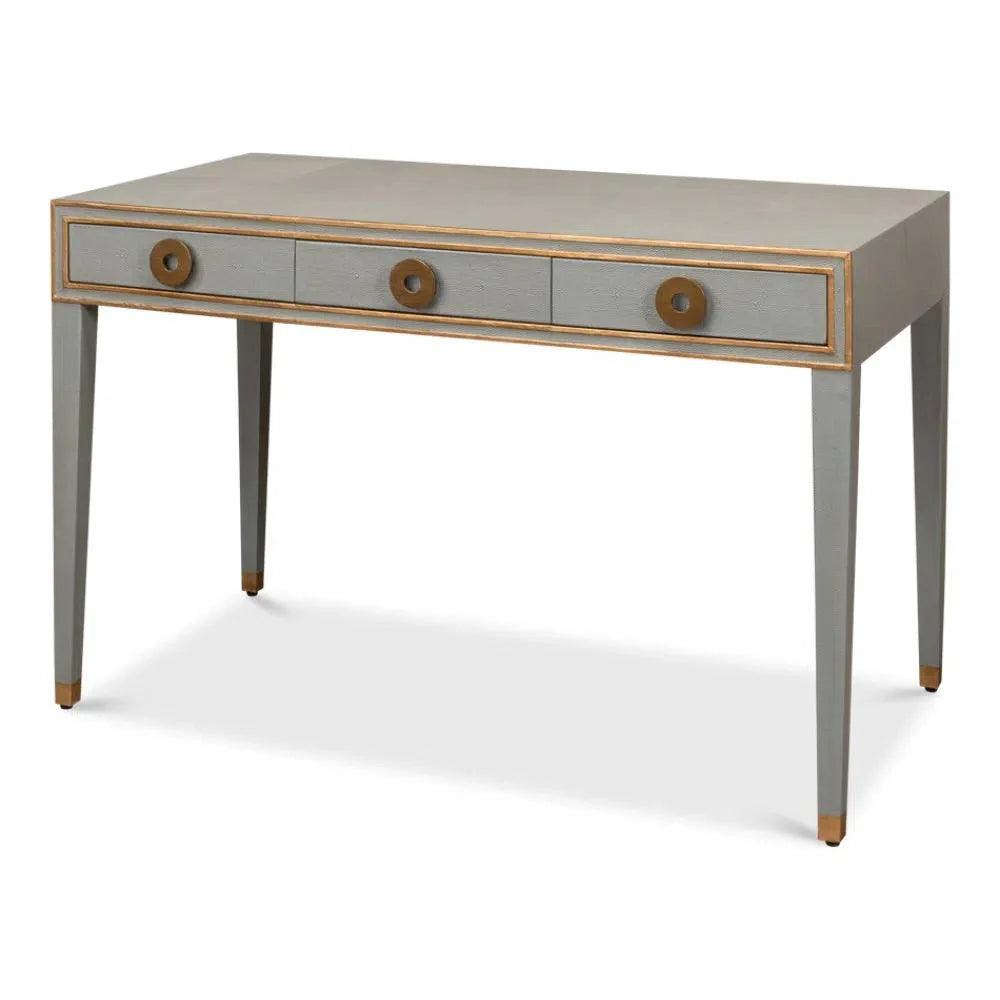 Gabriella Shagreen Desk Table Storm Grey - LOOMLAN - Sarreid - Home Office Desks