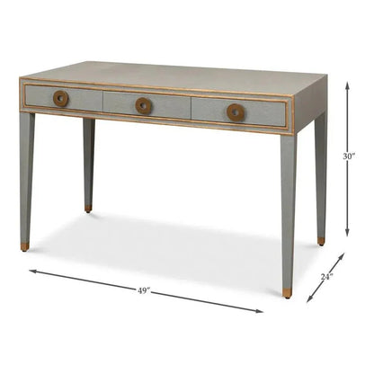 Gabriella Shagreen Desk Table Storm Grey - LOOMLAN - Sarreid - Home Office Desks