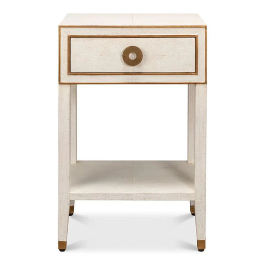 Sarreid Gabriella Shagreen Nightstand Osprey White