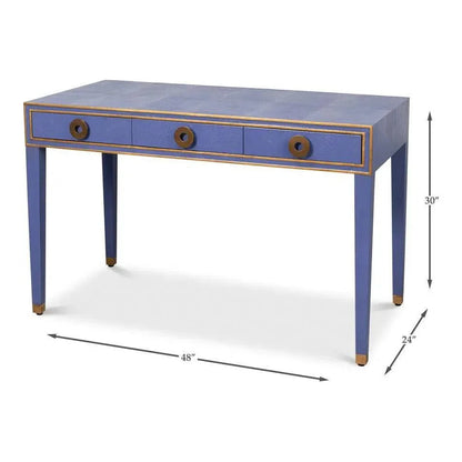 Sarreid Gabriella Shagreen & Wood Blue Rectangular Desk/Table