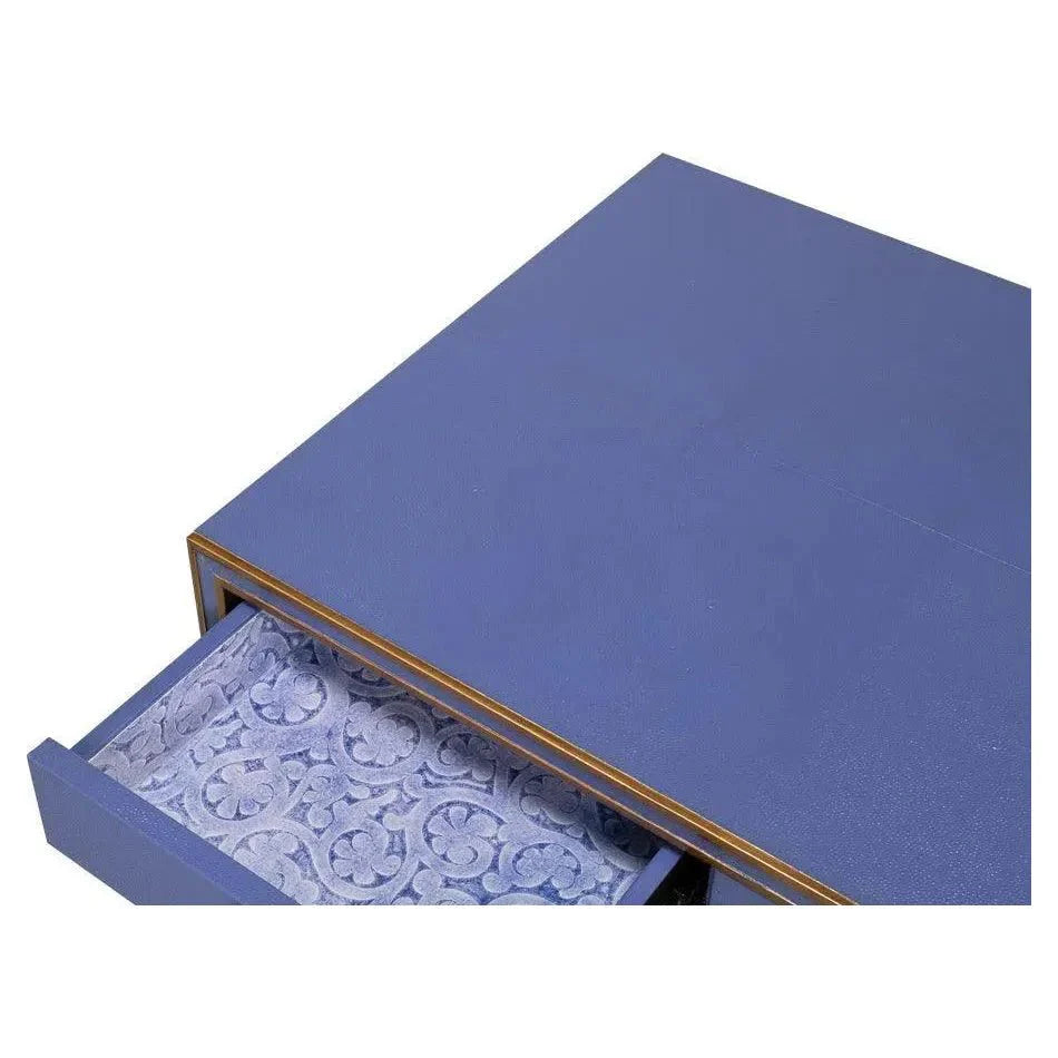Sarreid Gabriella Shagreen & Wood Blue Rectangular Desk/Table