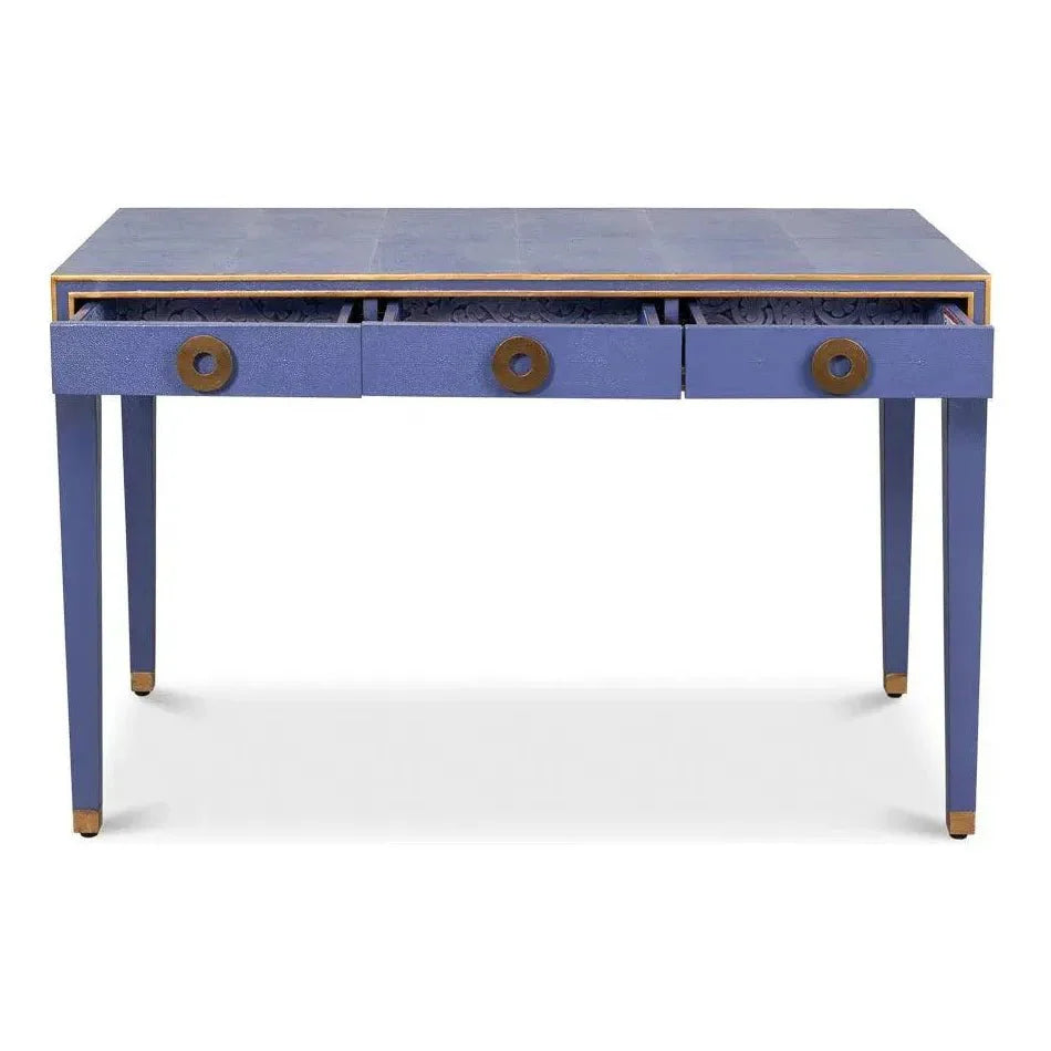 Sarreid Gabriella Shagreen & Wood Blue Rectangular Desk/Table