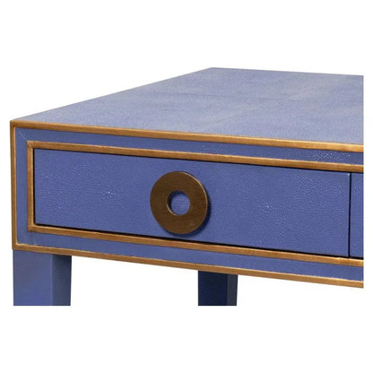 Sarreid Gabriella Shagreen & Wood Blue Rectangular Desk/Table