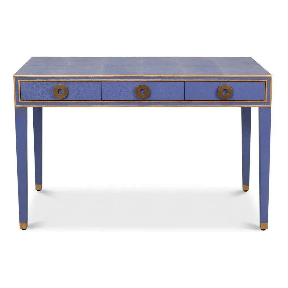 Sarreid Gabriella Shagreen & Wood Blue Rectangular Desk/Table