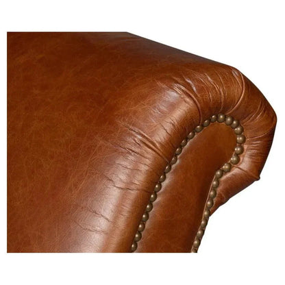Gaston Distilled Leather & Wood Brown Arm Chair - LOOMLAN - Sarreid - Club Chairs