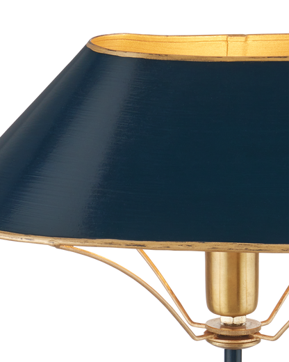 Daphne Iron and Wood Navy Blue Table Lamp