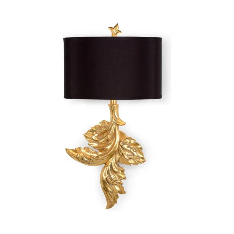 Gaylord Gold Leaf Finished Leaf Design Wall Sconce