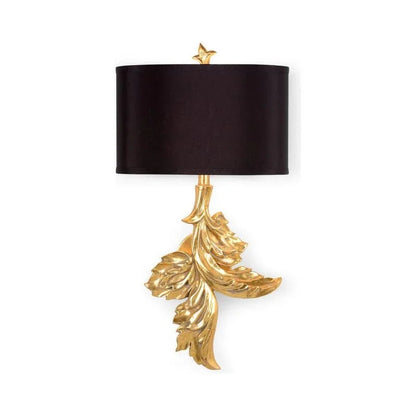 Gaylord Gold Leaf Finished Leaf Design Wall Sconce