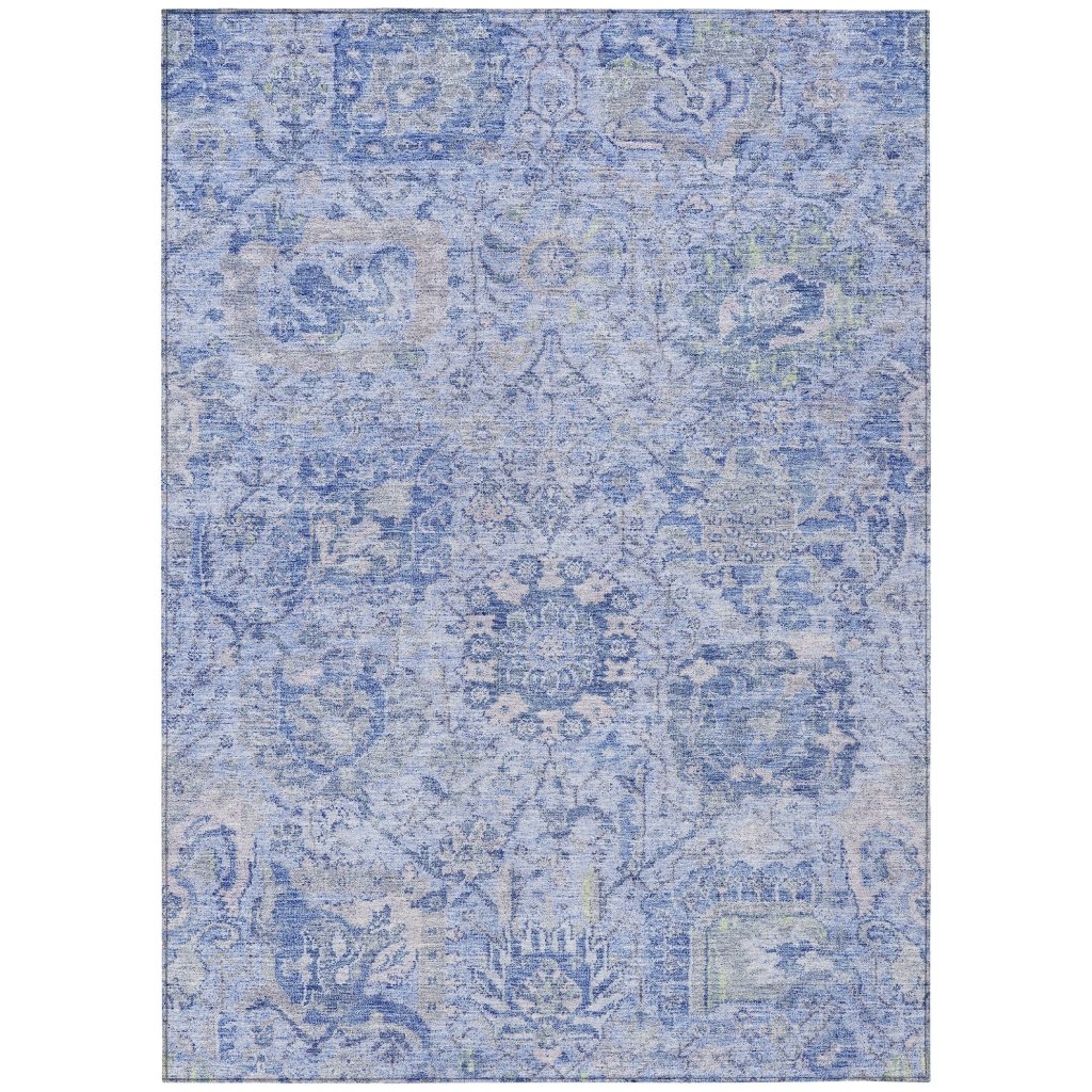 LOOMLAN Rugs Geneva Blue Washable Indoor-Outdoor Rug