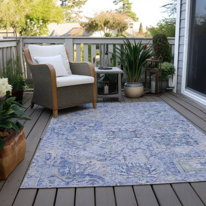 LOOMLAN Rugs Geneva Blue Washable Indoor-Outdoor Rug