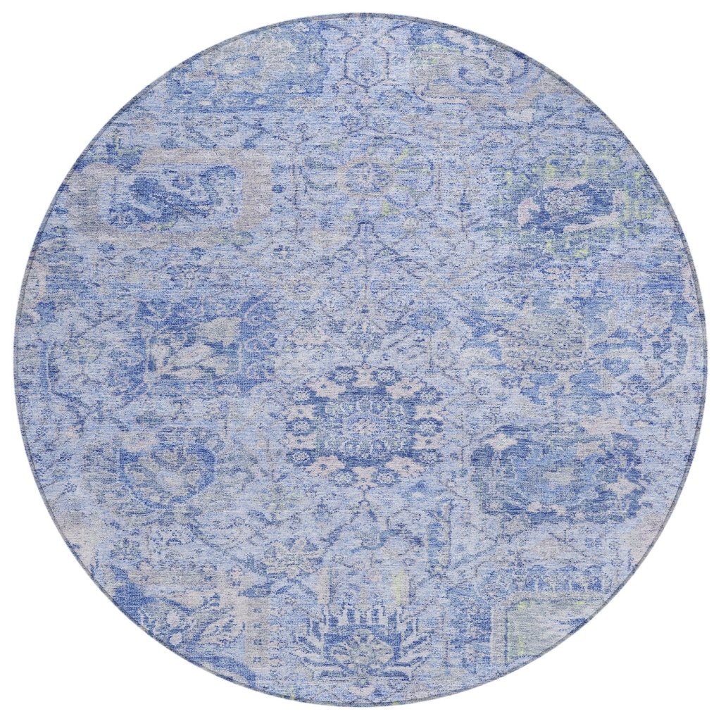 LOOMLAN Rugs Geneva Blue Washable Indoor-Outdoor Rug