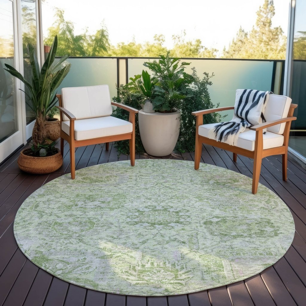 LOOMLAN Rugs Geneva Green Washable Indoor-Outdoor Rug