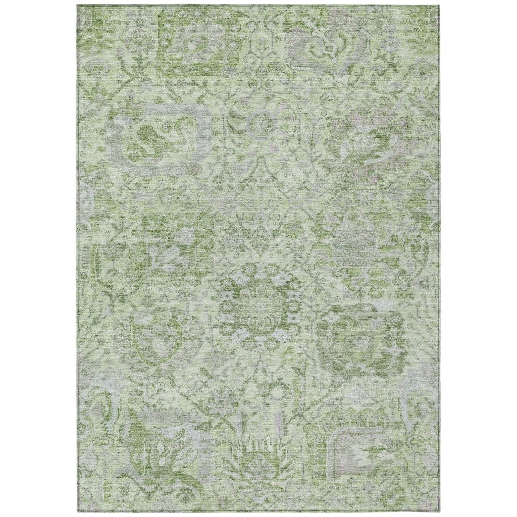 LOOMLAN Rugs Geneva Green Washable Indoor-Outdoor Rug