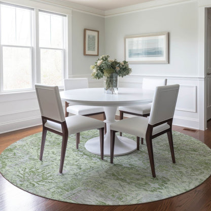 LOOMLAN Rugs Geneva Green Washable Indoor-Outdoor Rug