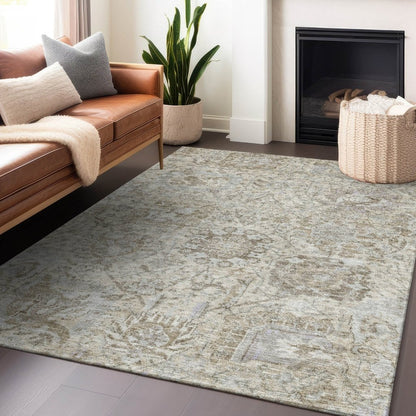 LOOMLAN Rugs Geneva Ivory Washable Indoor-Outdoor Rug