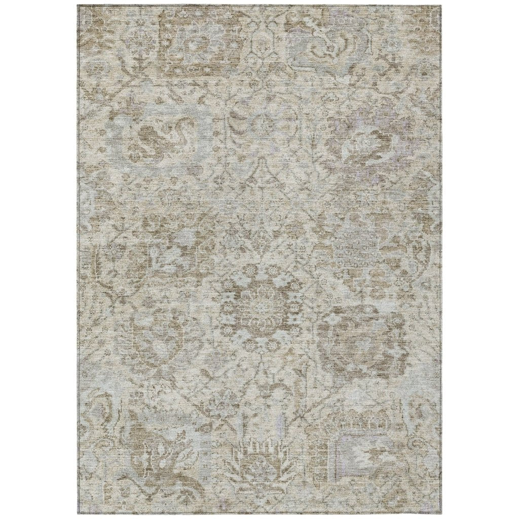 LOOMLAN Rugs Geneva Ivory Washable Indoor-Outdoor Rug