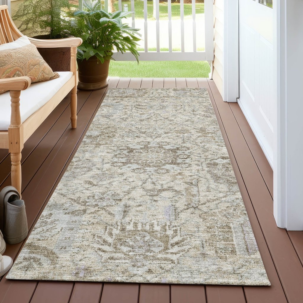 LOOMLAN Rugs Geneva Ivory Washable Indoor-Outdoor Rug