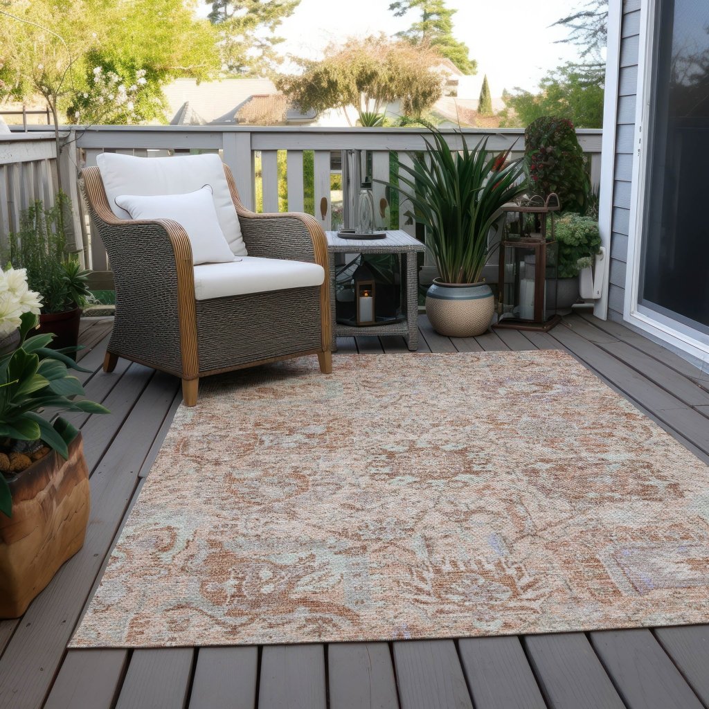 LOOMLAN Rugs Geneva Orange Washable Indoor-Outdoor Rug