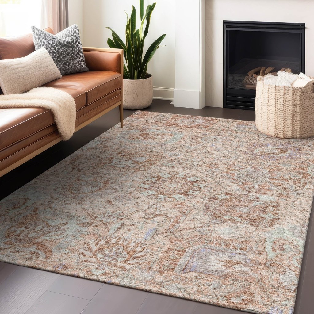 LOOMLAN Rugs Geneva Orange Washable Indoor-Outdoor Rug