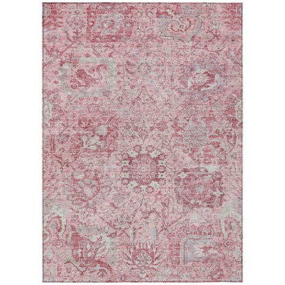 LOOMLAN Rugs Geneva Pink Washable Indoor-Outdoor Rug
