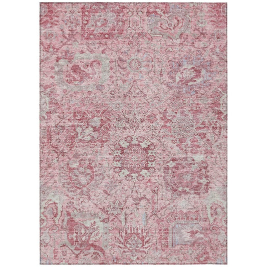 LOOMLAN Rugs Geneva Pink Washable Indoor-Outdoor Rug