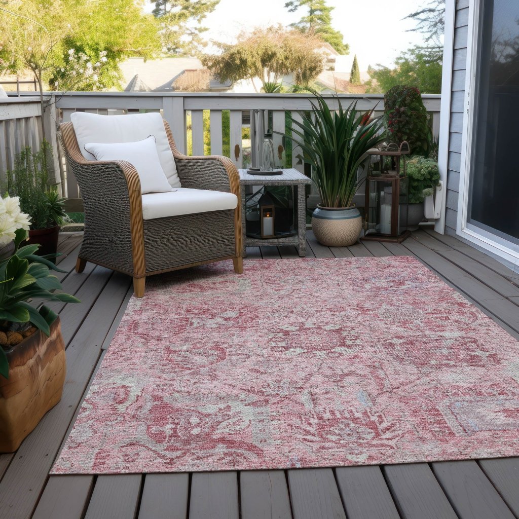 LOOMLAN Rugs Geneva Pink Washable Indoor-Outdoor Rug